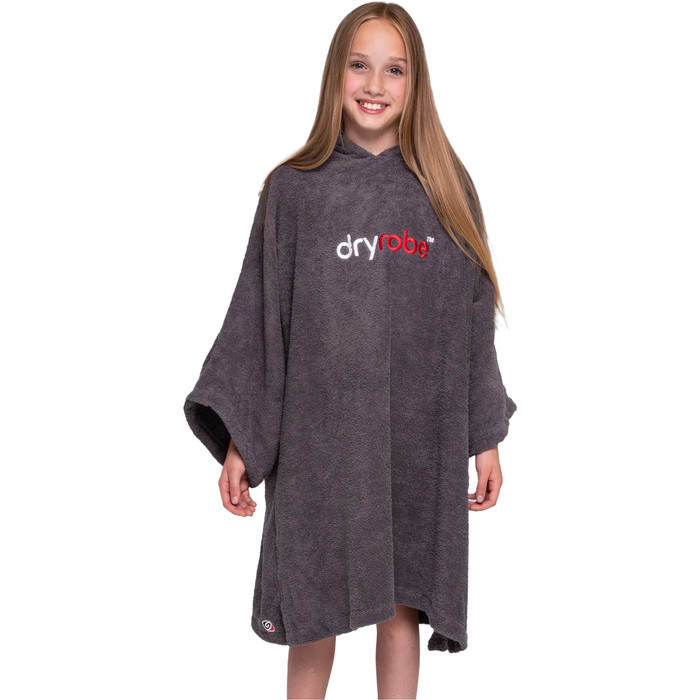 2023 Dryrobe Junior Organic Cotton Hooded Towel Change Robe V3OCT - Slate Grey